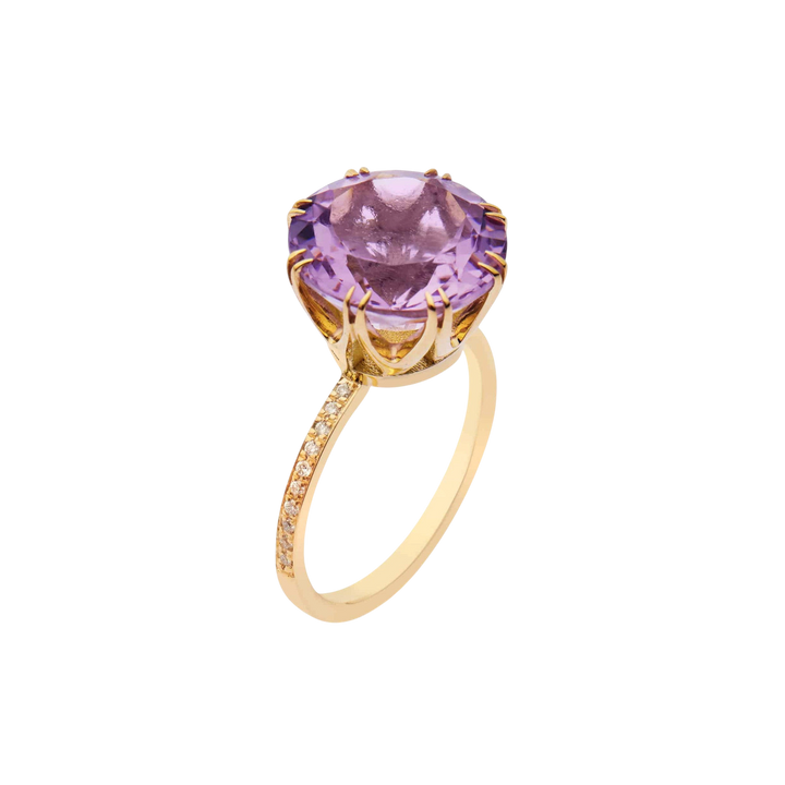 Solitaire Crown Ring Pink Amethyst - Crown - Ileana Makri