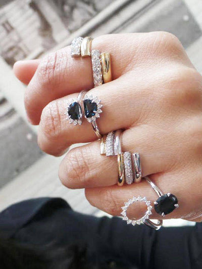 Split 'Alliance' ring in half-pavé diamonds (thick) - Maison Margiela - Ileana Makri store