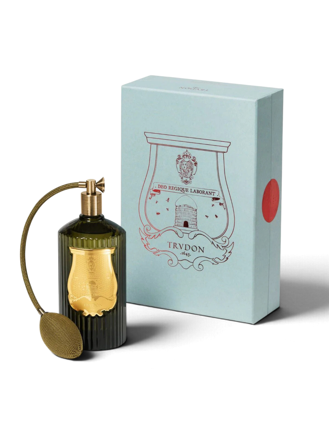 Ileana Makri Abd El Kader Moroccan mint tea room spray in a dark green glass bottle with a gold atomizer and box.