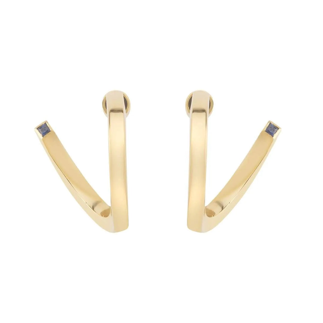 Square Pipe Twist Hoops Br-Yp-Bs - Eye M Minimal - Ileana Makri store