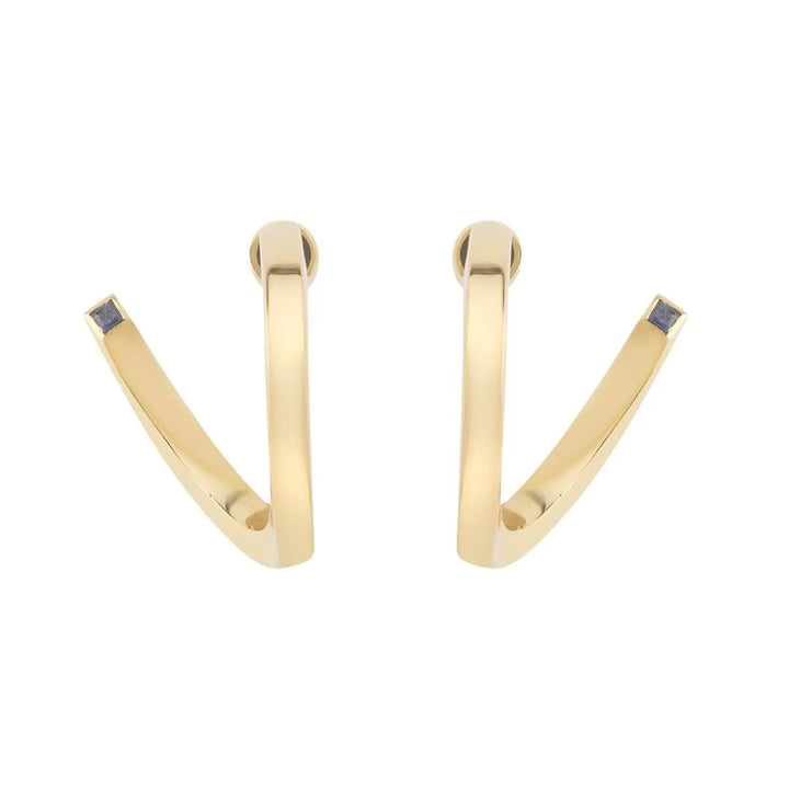 Square Pipe Twist Hoops Br-Yp-Bs - Eye M Minimal - Ileana Makri store