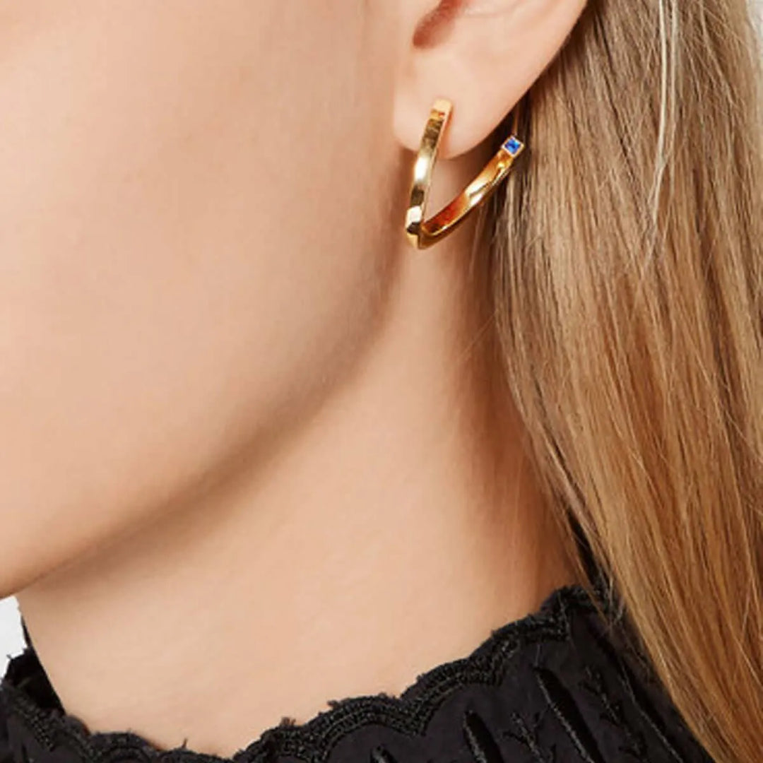 Square Pipe Twist Hoops Br-Yp-Bs - Eye M Minimal - Ileana Makri store