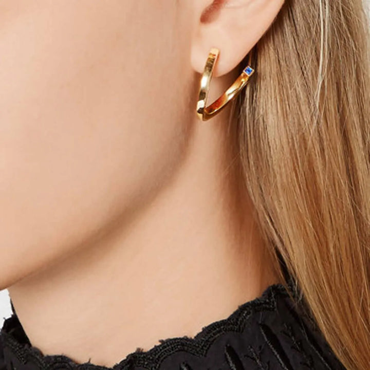 Square Pipe Twist Hoops Br-Yp-Bs - Eye M Minimal - Ileana Makri store