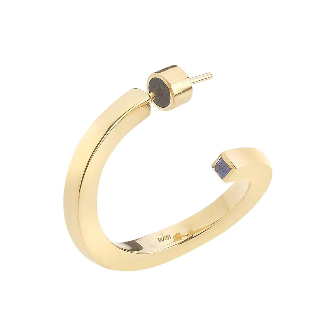 Square Pipe Twist Hoops Br-Yp-Bs - Eye M Minimal - Ileana Makri store