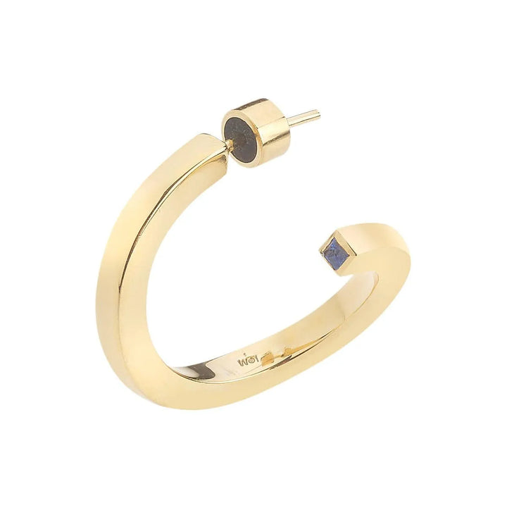 Square Pipe Twist Hoops Br-Yp-Bs - Eye M Minimal - Ileana Makri store