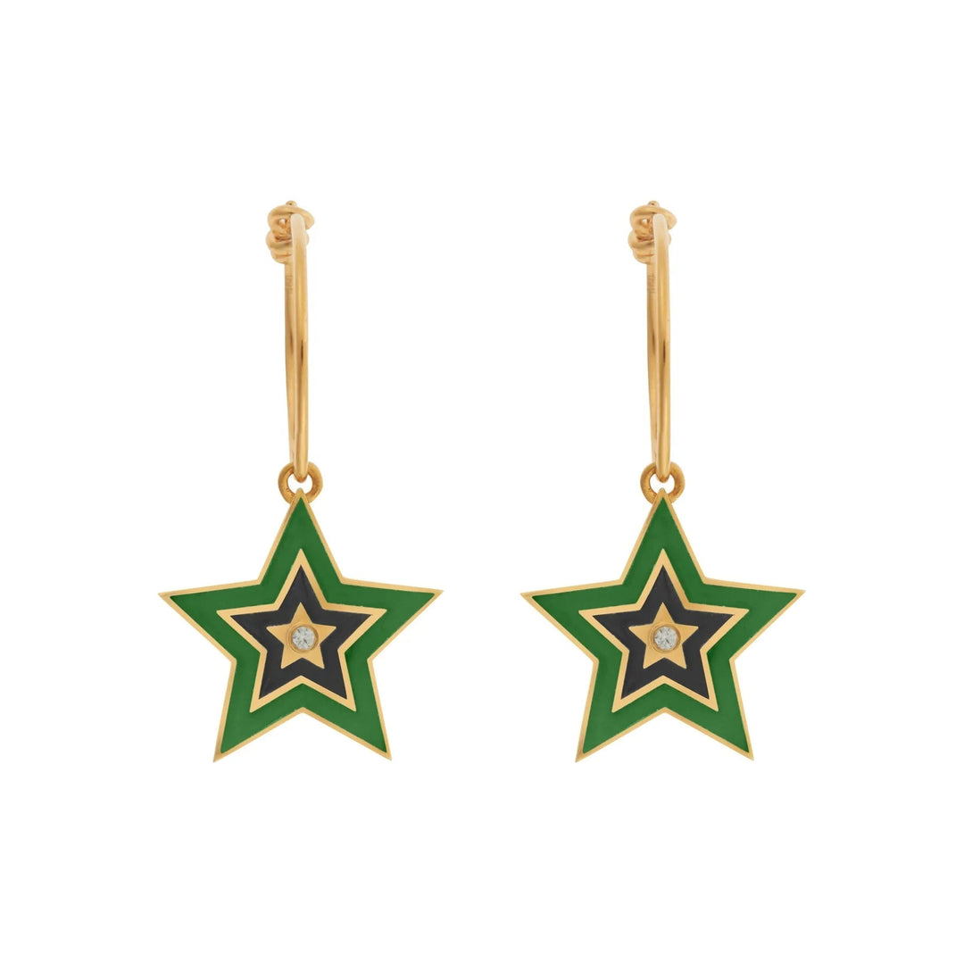 Star Burst Hoops Green - Eye M Neon Rocks - Ileana Makri