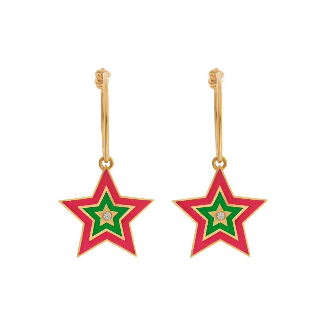 Star Burst Hoops Pink - Eye M Neon Rocks - Ileana Makri