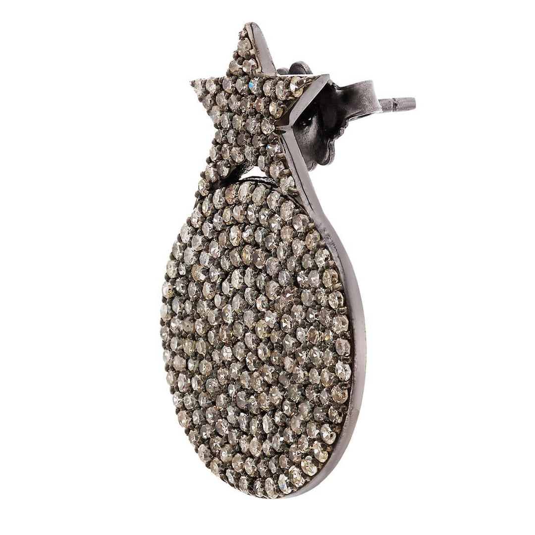 Star Disc Earrings - Silver & Smoke - Ileana Makri