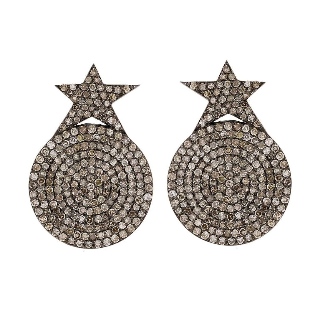 Star Disc Earrings - Silver & Smoke - Ileana Makri