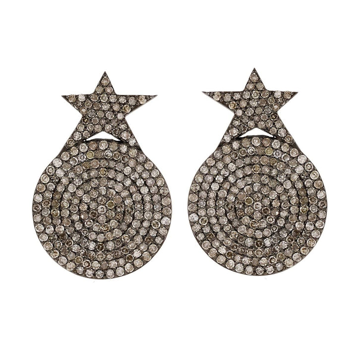 Star Disc Earrings - Silver & Smoke - Ileana Makri