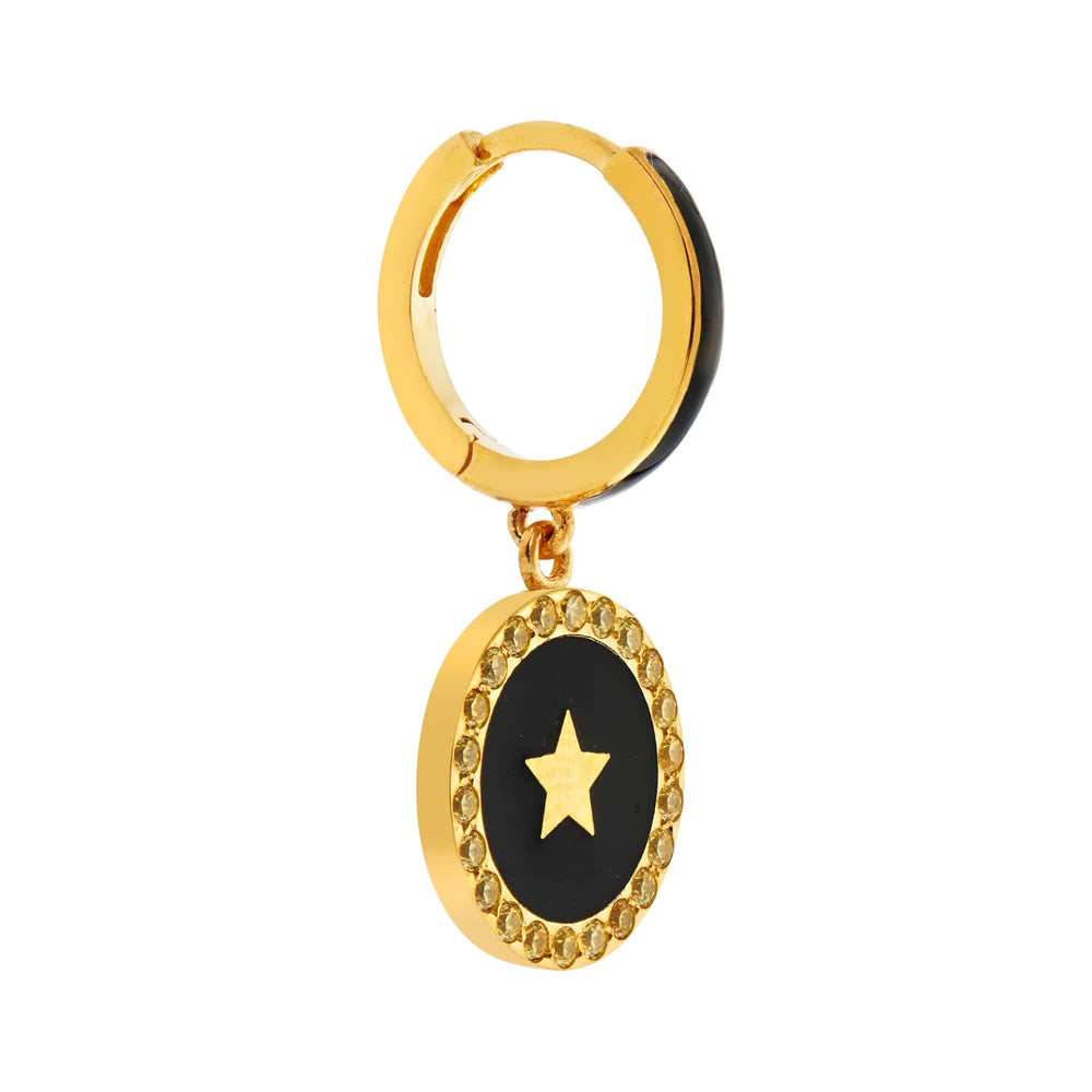 Star Enamel Hoops Black Yellow - Eye M Neon Rocks - Ileana Makri store