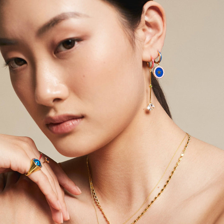 Star Enamel Hoops Black Yellow - Eye M Neon Rocks - Ileana Makri