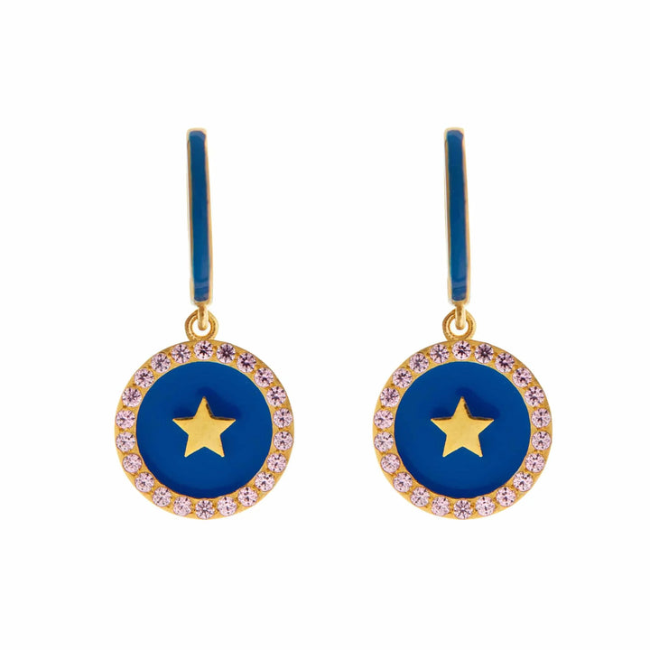 Star Enamel Hoops Blue Pink - Eye M Neon Rocks - Ileana Makri store