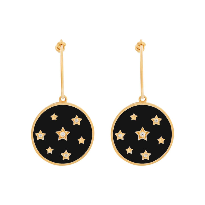 Stardust Hoops Black Enamel - Eye M Core - Ileana Makri store