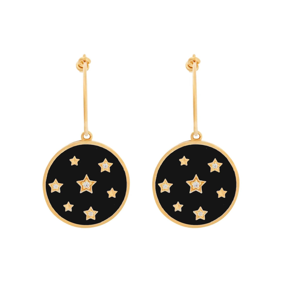 Stardust Hoops Black Enamel - Eye M Core - Ileana Makri