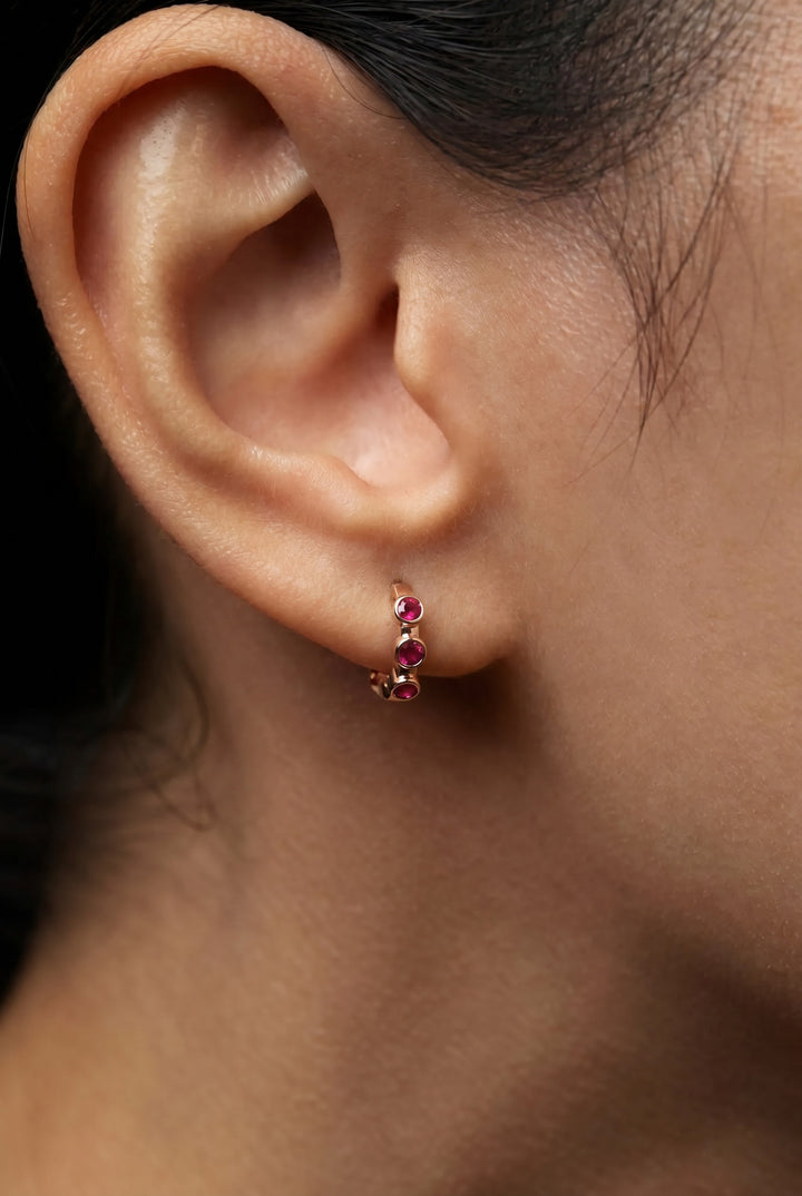 Stepping Stone Hoops Ruby Diamond