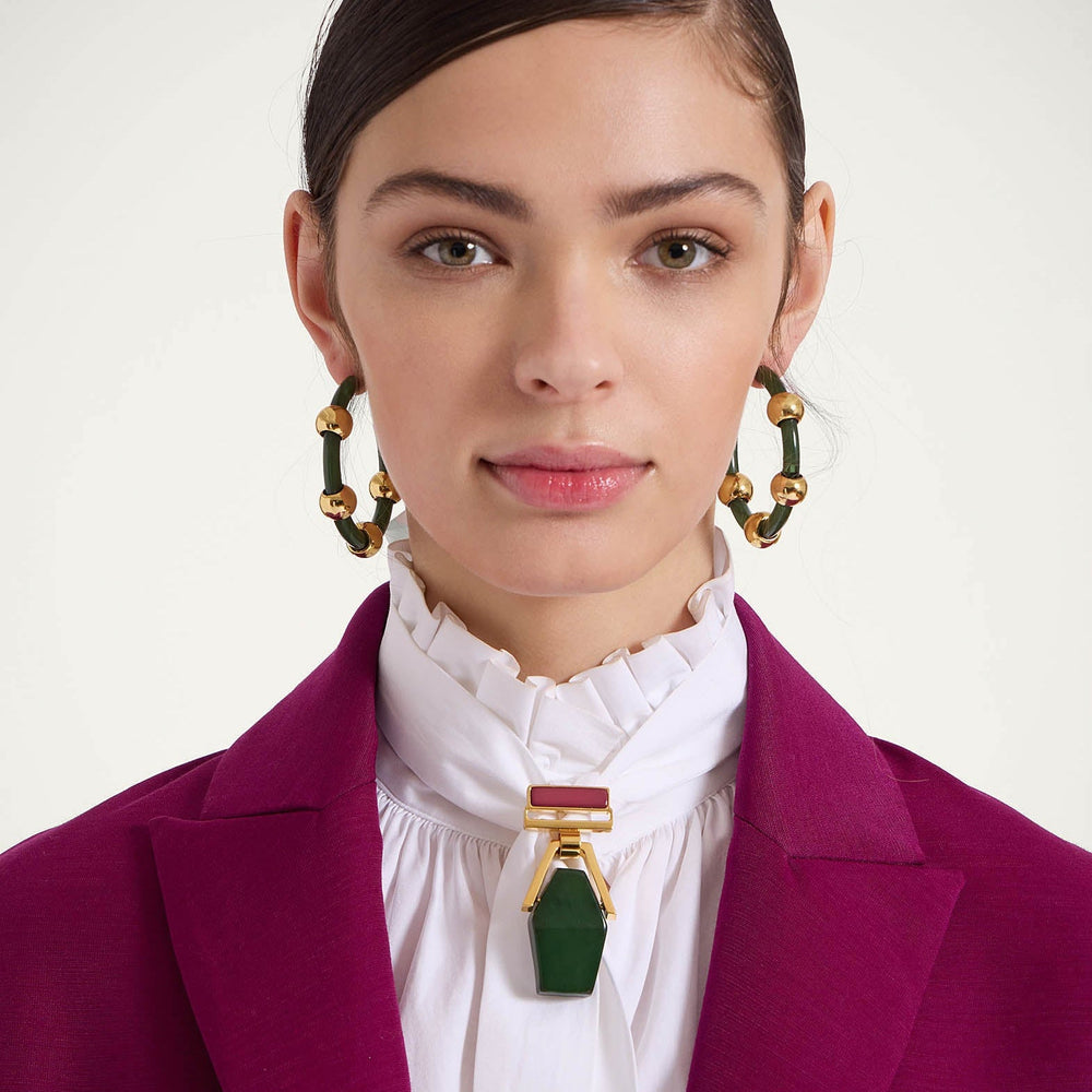 Studded Hoops Solid Camouflage - La Double J Accessories - Ileana Makri