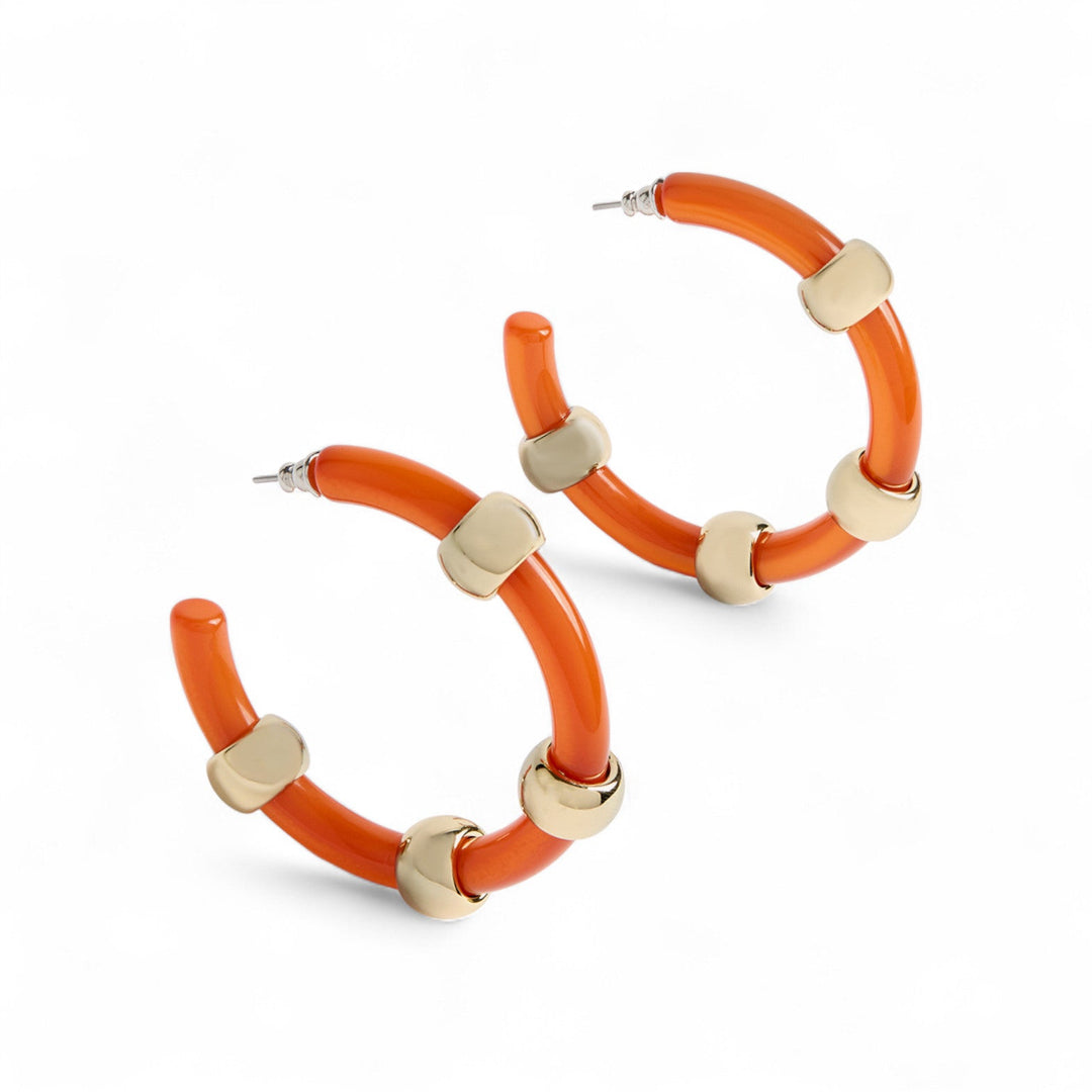 Studded Hoops Solid Orange - La Double J Accessories - Ileana Makri