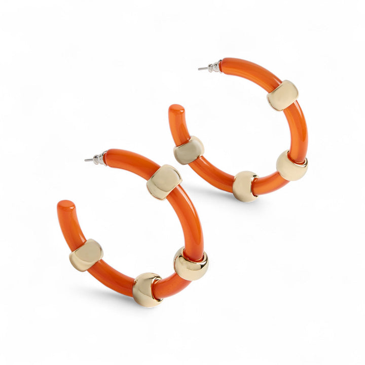 Studded Hoops Solid Orange - La Double J Accessories - Ileana Makri