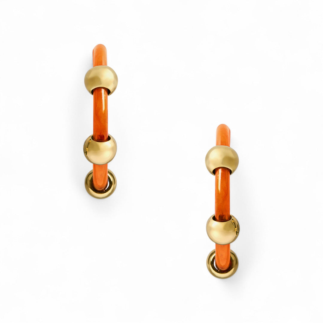 Studded Hoops Solid Orange - La Double J Accessories - Ileana Makri