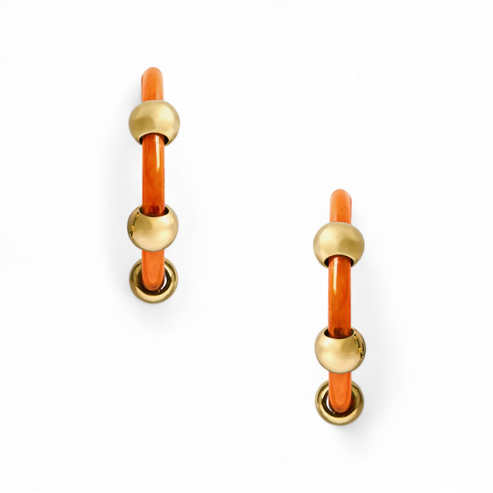 Studded Hoops Solid Orange - La Double J Accessories - Ileana Makri