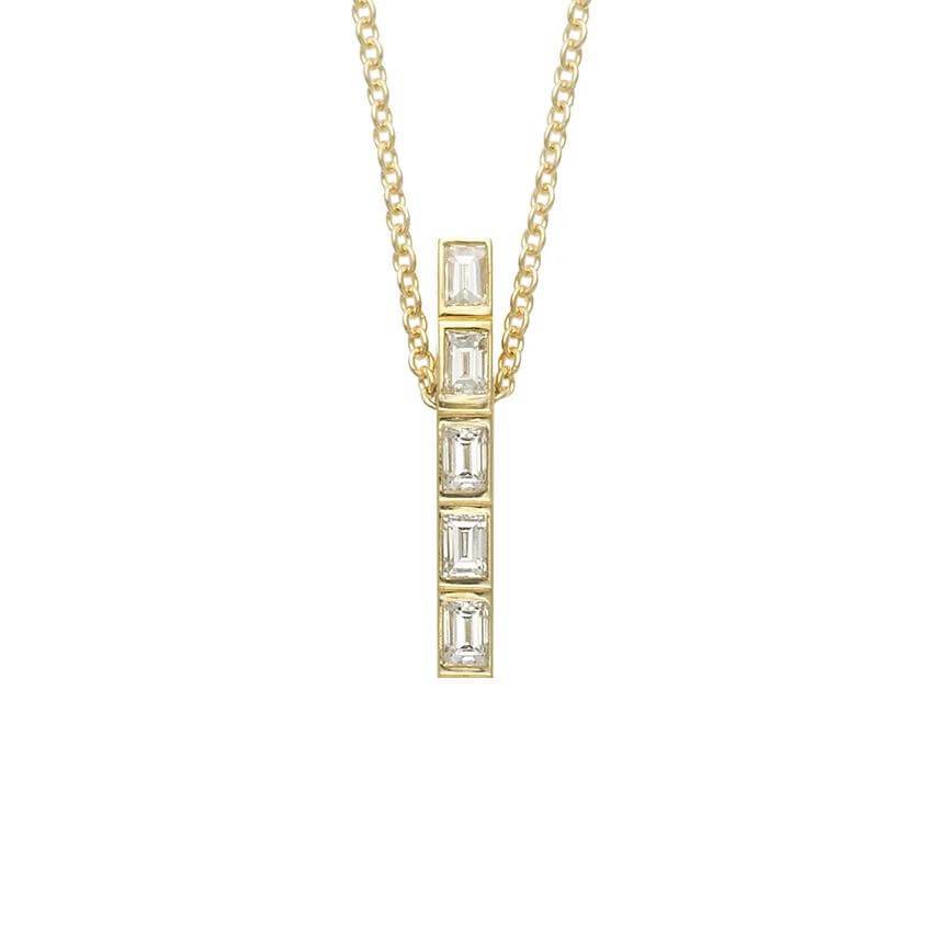 Thread Baguette 5 Diamond Pendant - Baguette - Ileana Makri