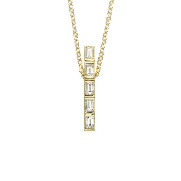 Thread Baguette 5 Diamond Pendant - Baguette - Ileana Makri