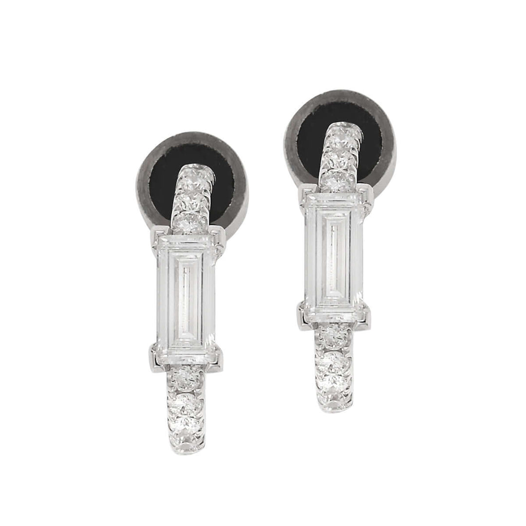 Thread Baguette Diamond Hoops W - D - Baguette - Ileana Makri