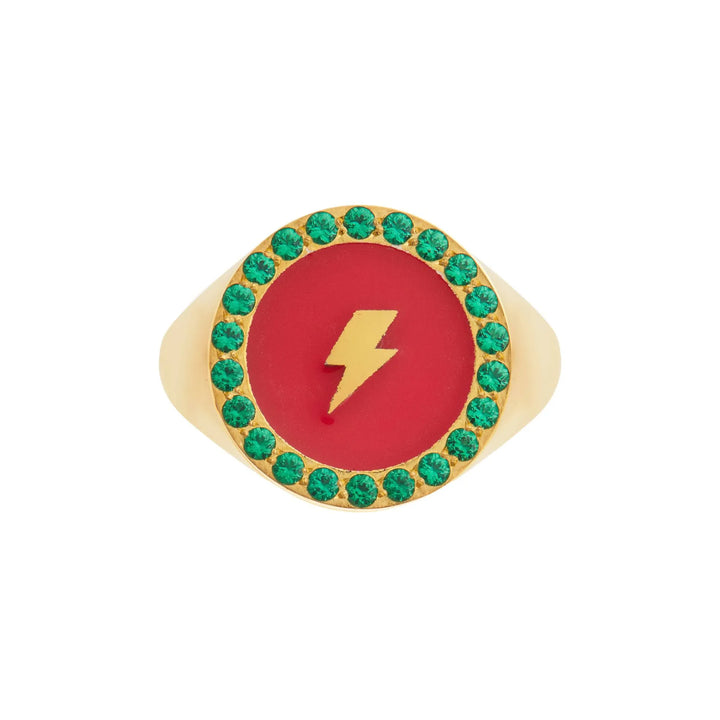 Thunder Enamel Chevalier Ring Pink Green - Eye M Neon Rocks - Ileana Makri store