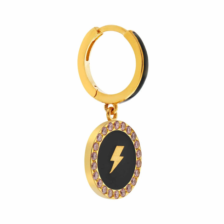 Thunder Enamel Hoops Black Pink - Eye M Neon Rocks - Ileana Makri