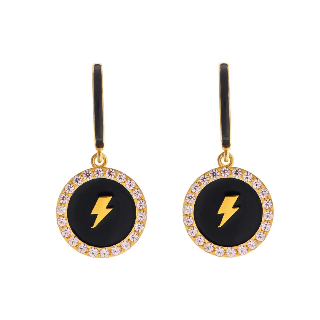 Thunder Enamel Hoops Black Pink - Eye M Neon Rocks - Ileana Makri