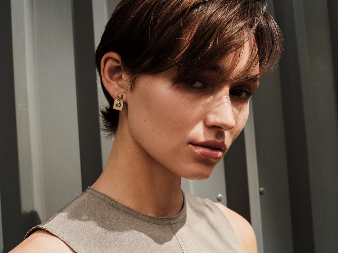 Tile Drop Diamond Earrings - Tile - Ileana Makri