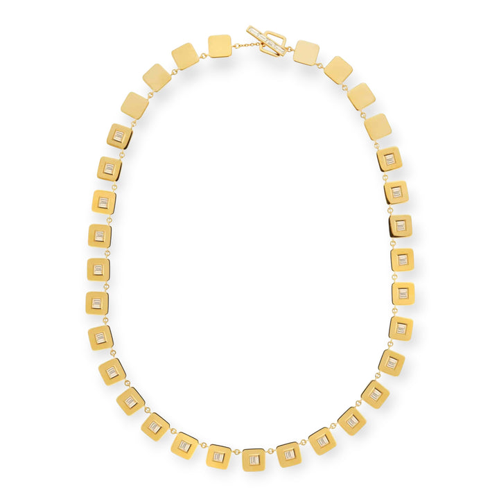 Baguette Diamond Tile Necklace