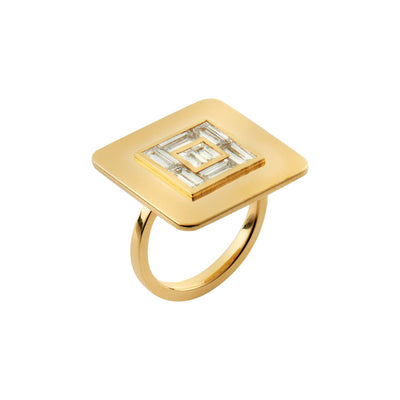 Baguette Diamond Tile Ring Y-D - Ileana Makri