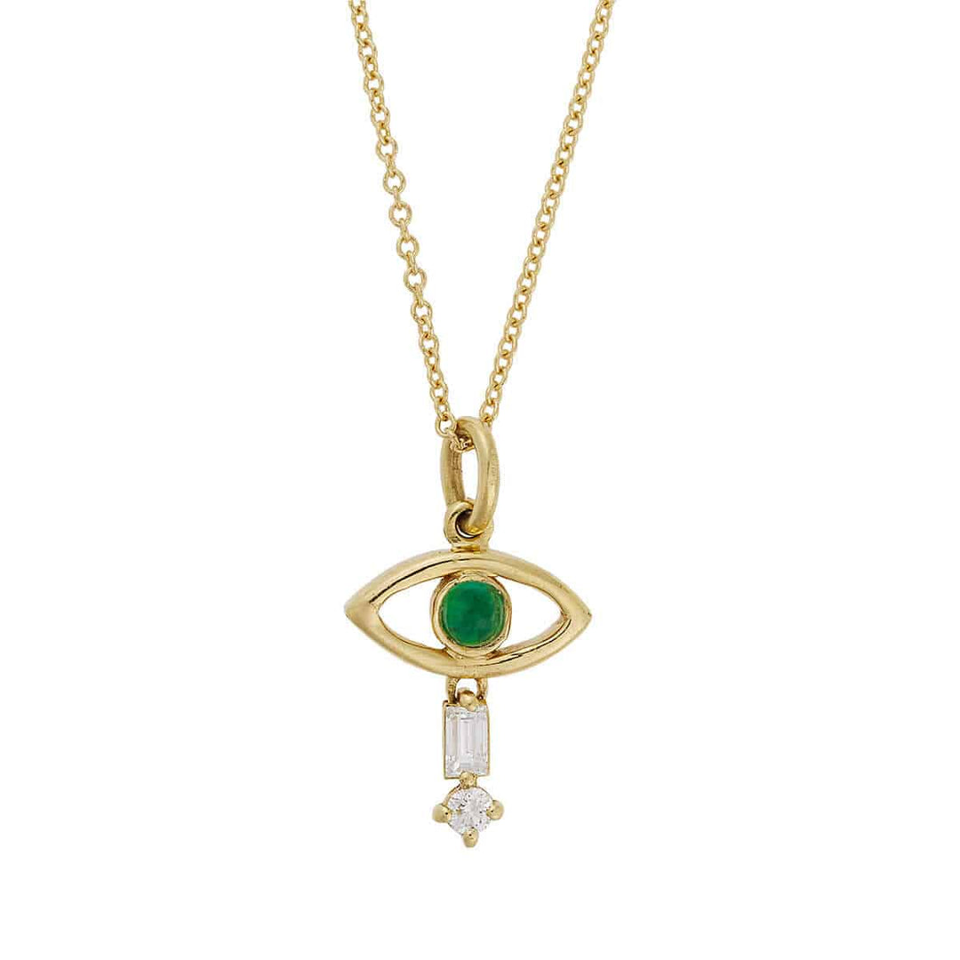 Tiny Baguette Eye Pendant Y - D - Emerald - THE EDIT - Ileana Makri