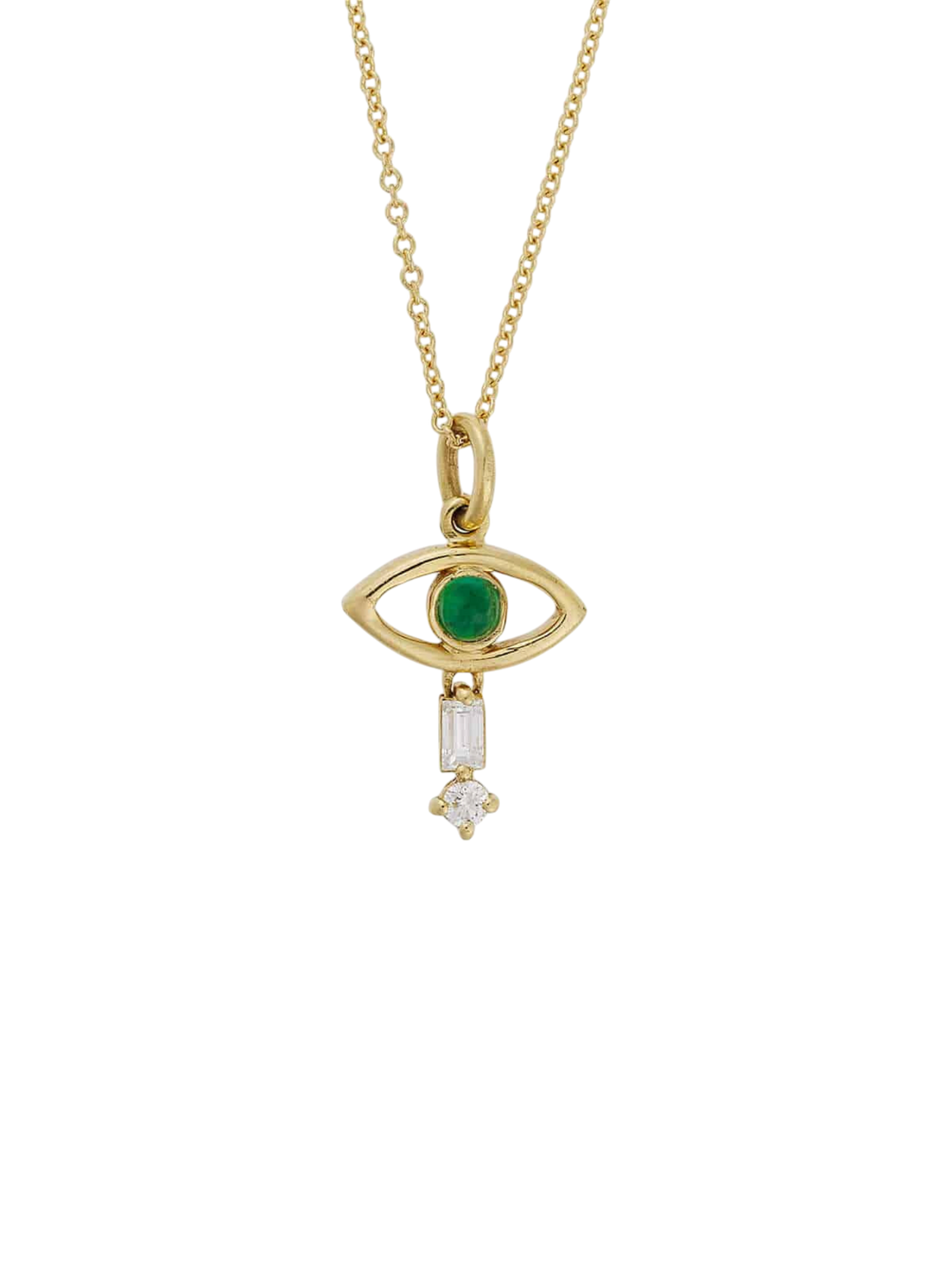 Tiny Baguette Eye Pendant Y - D - Emerald - THE EDIT - Ileana Makri