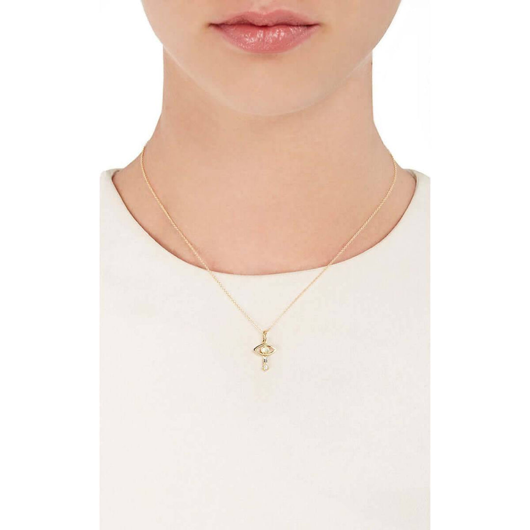 Tiny Baguette Eye Pendant Y-OP-D - THE EDIT - Ileana Makri store