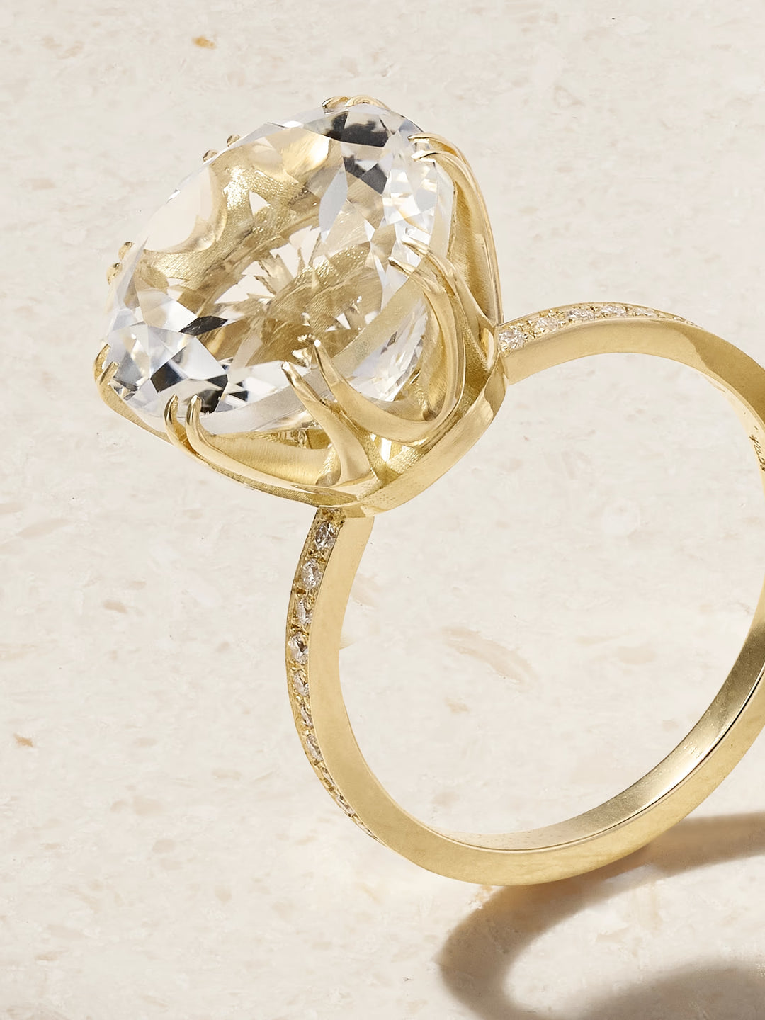 Solitaire Crown Ring White Topaz