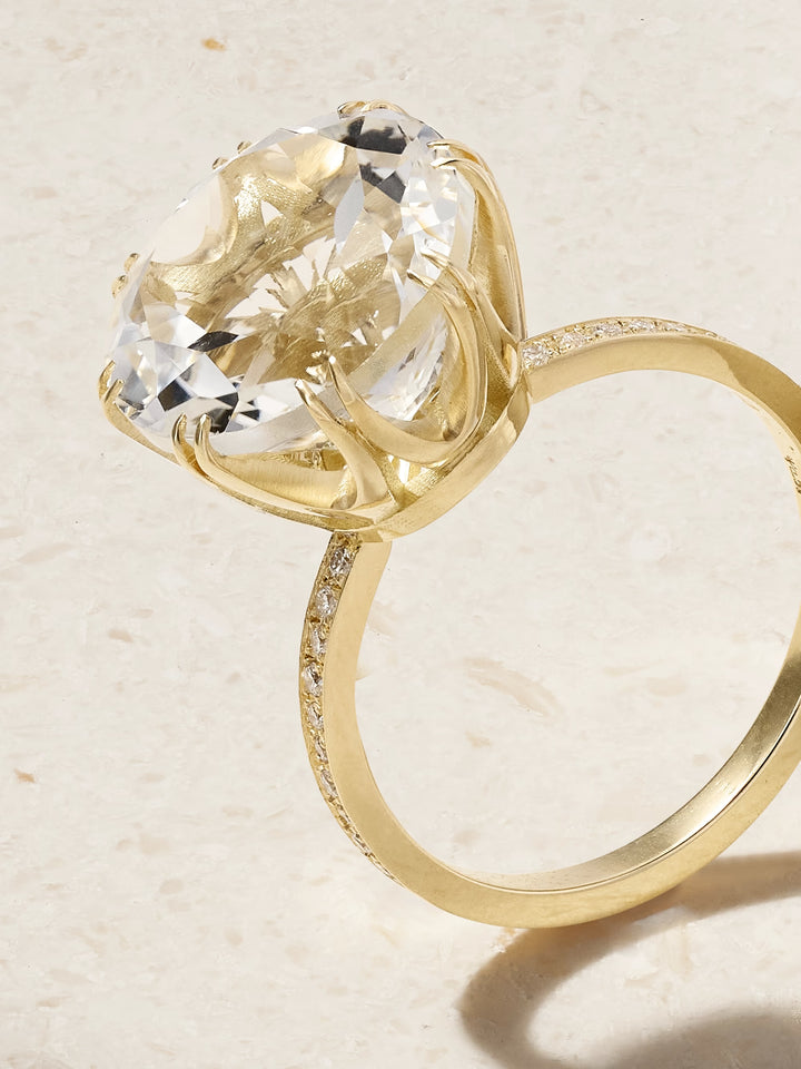 Solitaire Crown Ring White Topaz