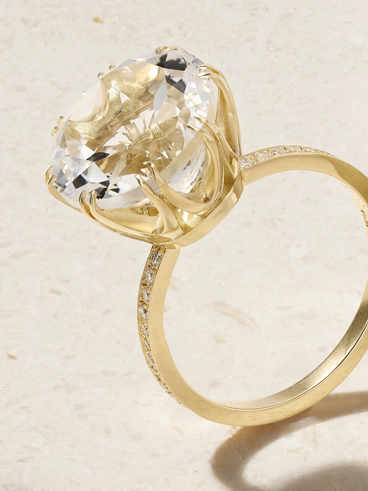 Solitaire Crown Ring White Topaz