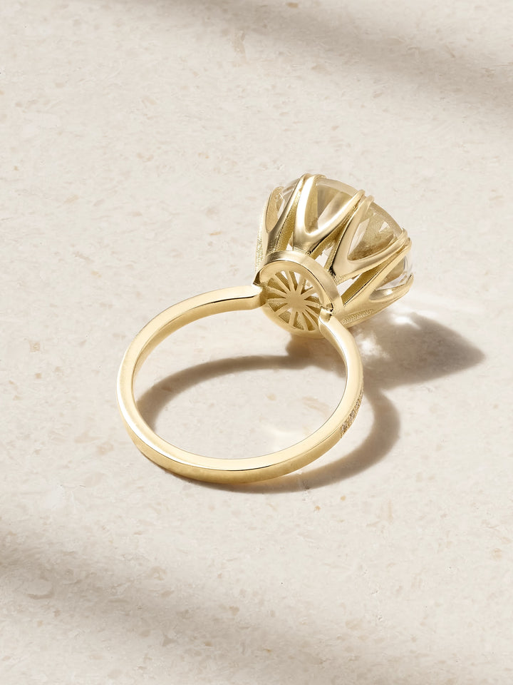 Solitaire Crown Ring White Topaz