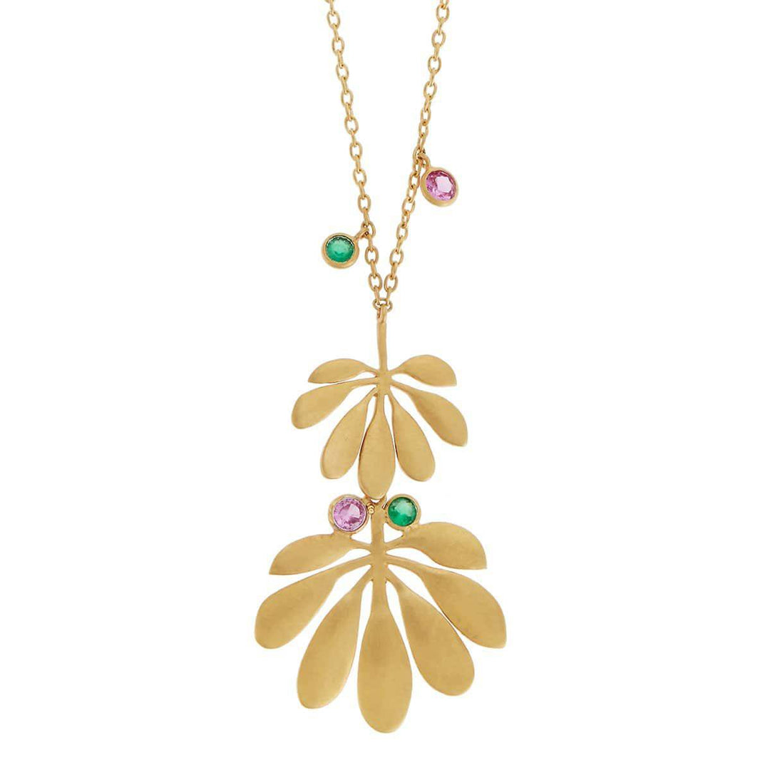 Tropical Double Leaf Necklace - Eye M Fly - Ileana Makri store