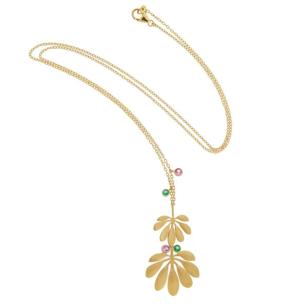 Tropical Double Leaf Necklace - Eye M Fly - Ileana Makri store