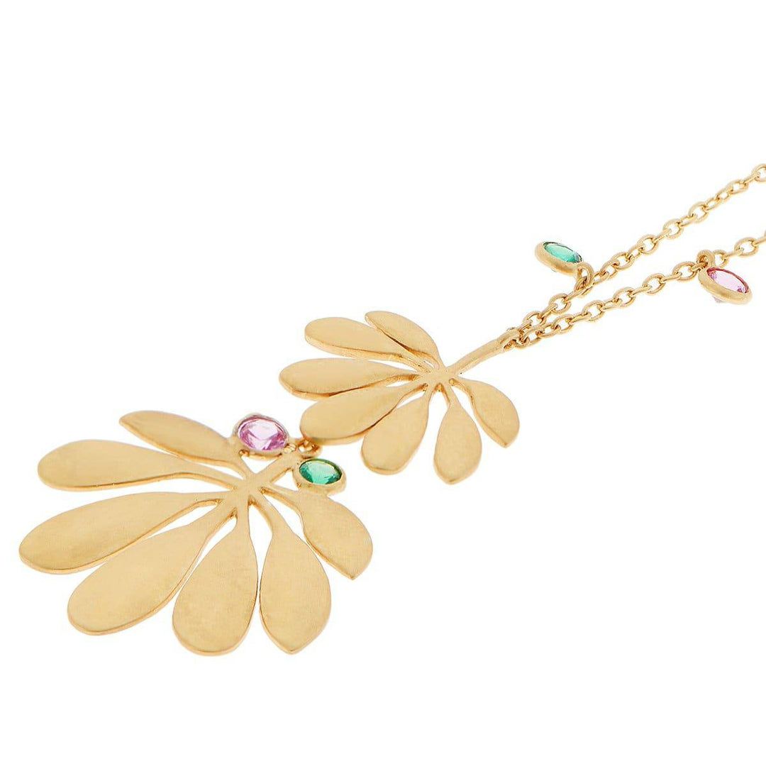 Tropical Double Leaf Necklace - Eye M Fly - Ileana Makri store