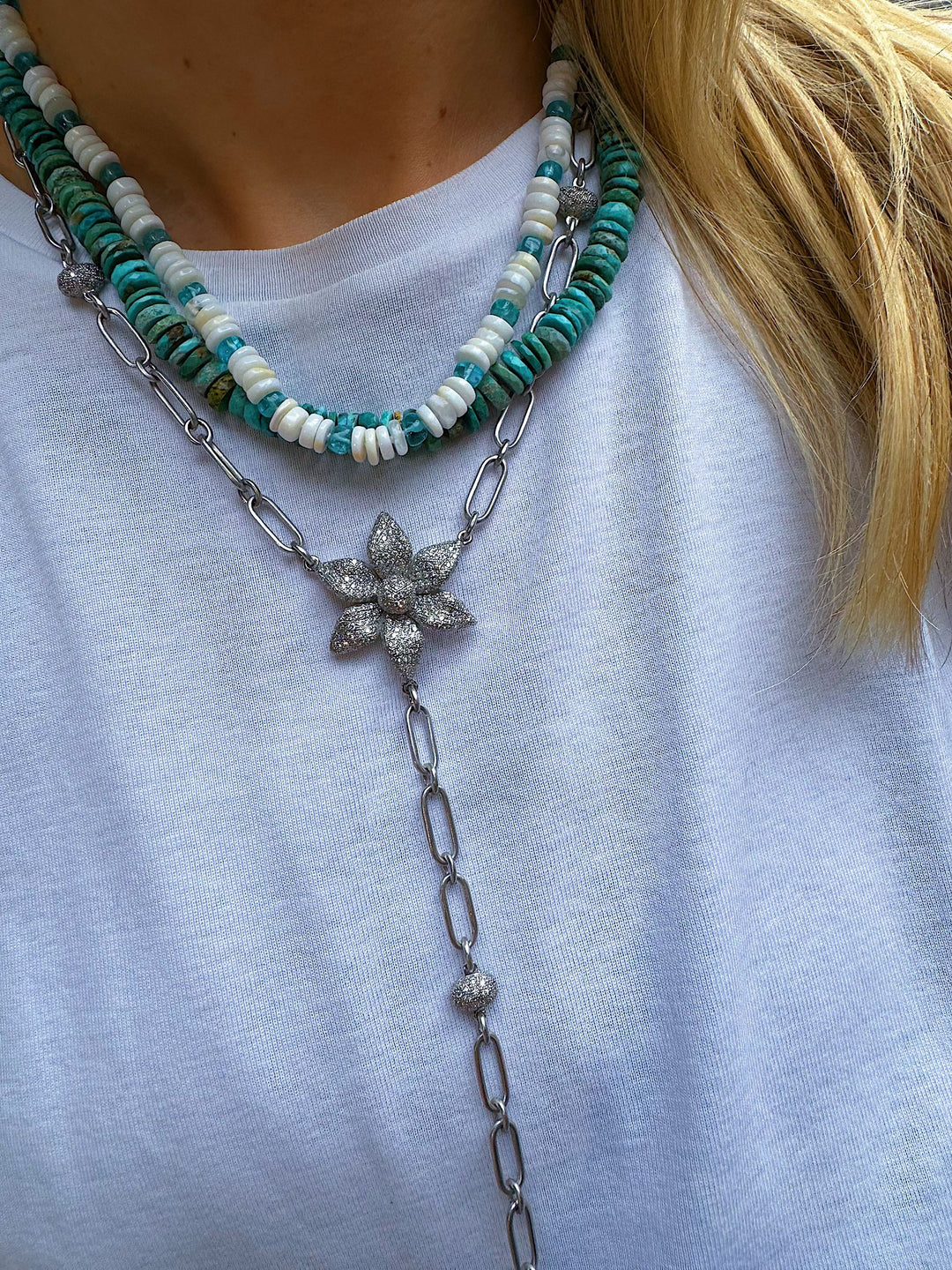 Turquoise Beaded Necklace (45cm) - Globetrotter - Ileana Makri