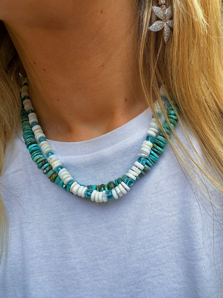 Turquoise Beaded Necklace (45cm) - Globetrotter - Ileana Makri