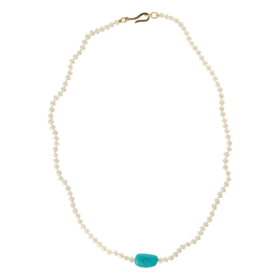 Turquoise Pearl Necklace (45cm) - Globetrotter - Ileana Makri store