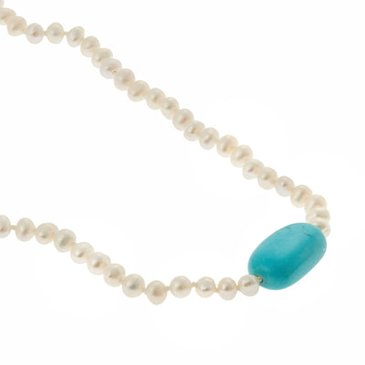 Turquoise Pearl Necklace (45cm) - Globetrotter - Ileana Makri store