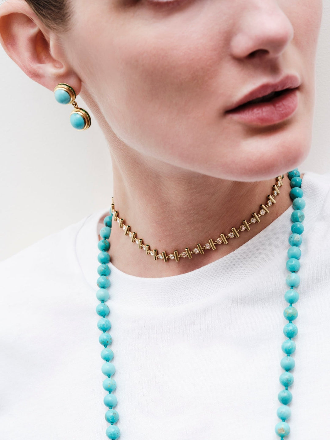 Turquoise & Tsavorite Drop Earrings - Turquoise Edit - Ileana Makri