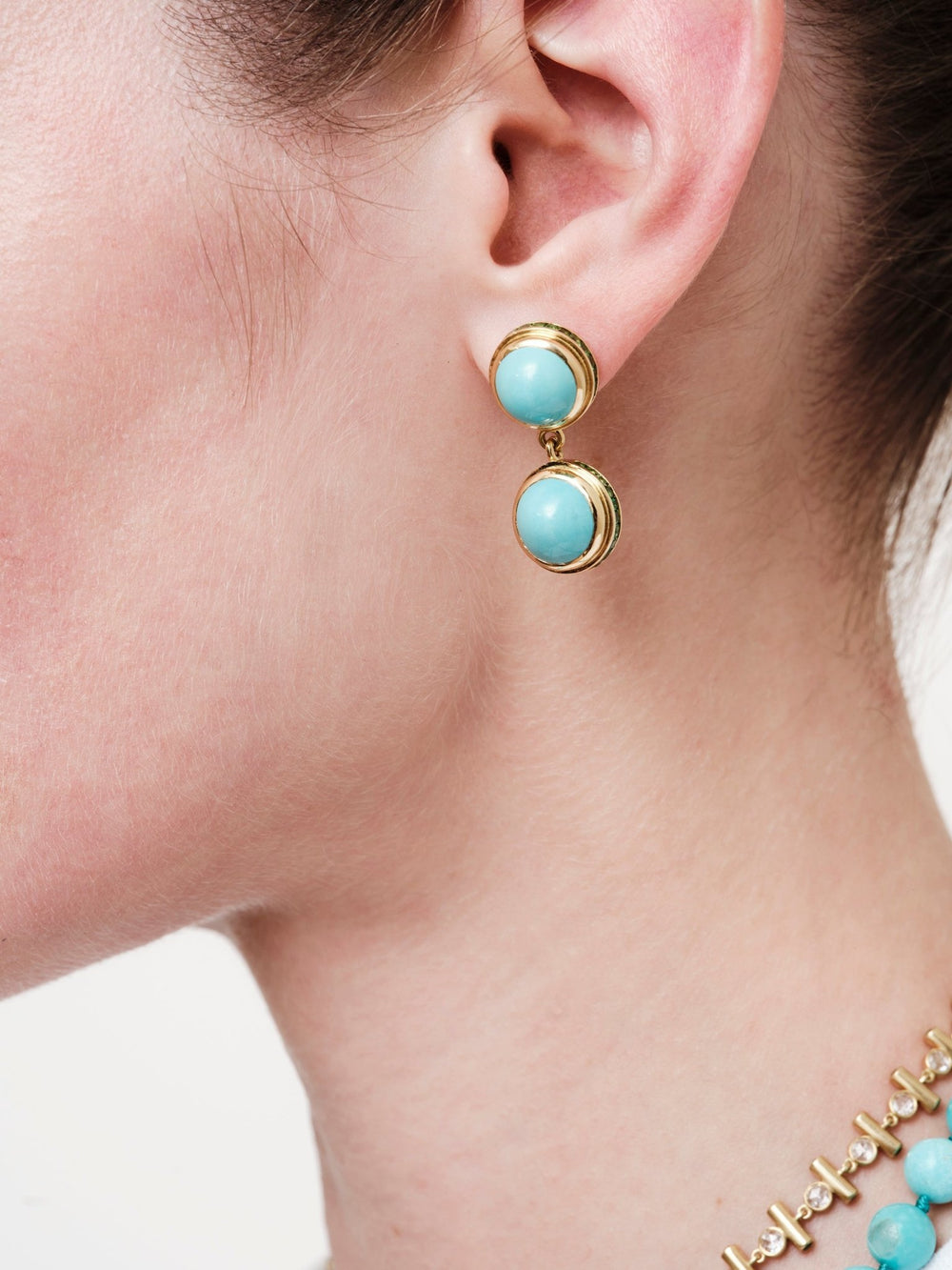 Turquoise & Tsavorite Drop Earrings - Turquoise Edit - Ileana Makri